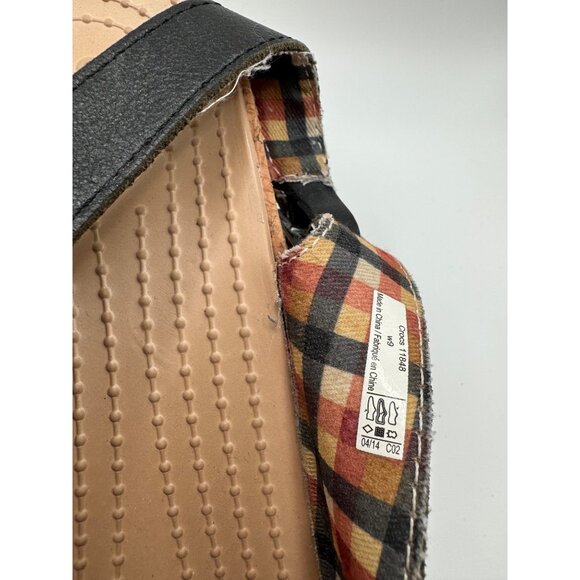 CROCS A-Leigh Black Leather Cork Wedge Slingbacks Sandals Size 9 w9 - Picture 7 of 10